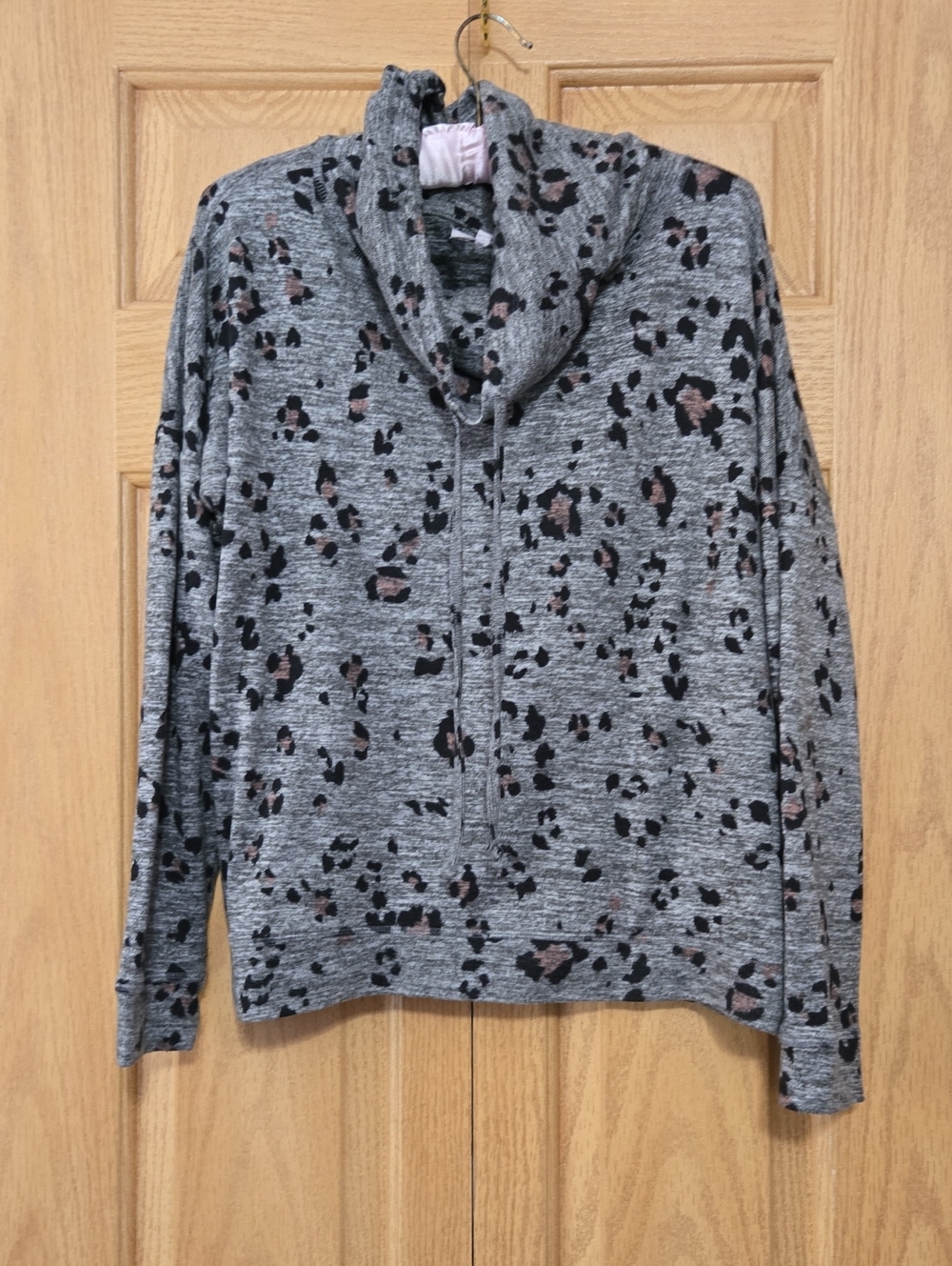Maurices Grey Leopard Print Cowl Neck Sweater